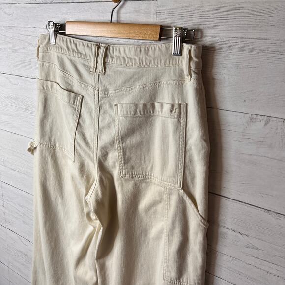 American Eagle Jeans Womens Size 12 Ivory Stretch Super High-Rise Baggy Wide Leg - Picture 15 of 16